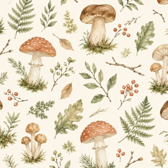 Peel and Stick Wallpaper Farmhouse Decor Mushroom Botanical Ferns 24in x 118in Contact Paper Removable Self Adhesive Wall Mural Wall Decor for Bedroom Kitchen Cabinets