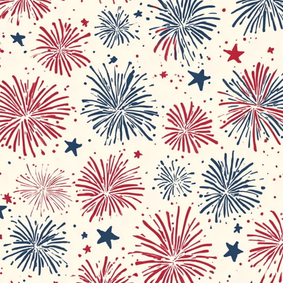 Peel and Stick Wallpaper Fireworks Stars Red White Blue Cream Wall Mural 17.7in x 9.8ft Self Adhesive Removable Wall Paper Renter Friendly Wallpaper for Nursery Bedroom Cabinets