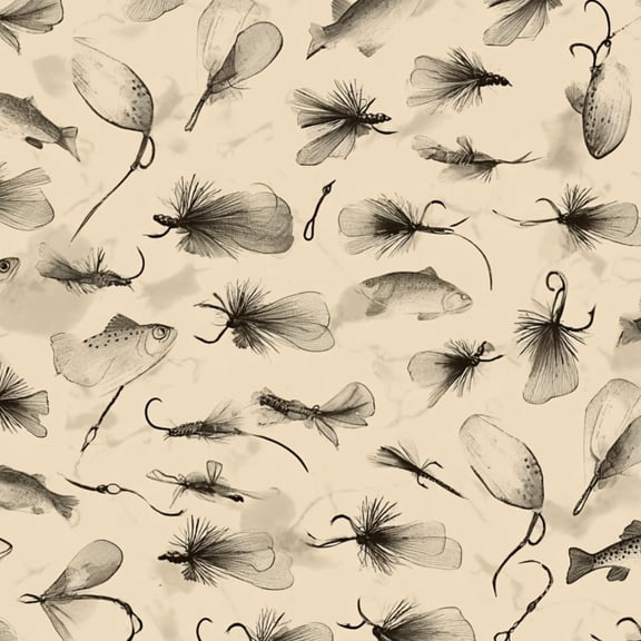 Peel and Stick Wallpaper Fishing theme seamless Fly fishing flies lures vintage sketch 17.7in x 118in Contact Paper Removable Self Adhesive Wall Mural Wall Decor for Bedroom Kitchen Cabinets