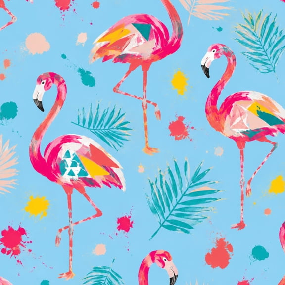 Peel and Stick Wallpaper Flamingo Tropical Watercolor Seamless Pink Flamingos Palm Leaves Wall Mural 23.6in x 9.8ft Self Adhesive Removable Wallpaper for Nursery Bedroom Cabinets