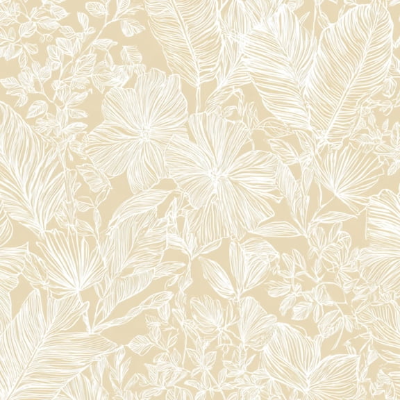Peel and Stick Wallpaper Floral Botanical Light Beige White Detailing Wall Mural 23.6in x 9.8ft Self Adhesive Removable Wall Paper Renter Friendly Wallpaper for Nursery Bedroom Cabinets