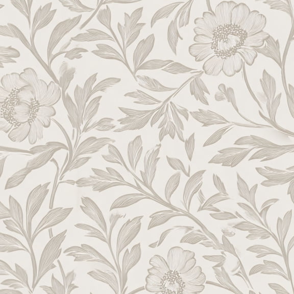 Peel and Stick Wallpaper Floral Botanical Line Art Beige Flowers Leaves Light Wall Mural 17.7in x 9.8ft Self Adhesive Removable Wall Paper Renter Friendly Wallpaper for Nursery Bedroom Cabinets
