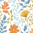 thumbnail image 1 of Peel and Stick Wallpaper Floral Botanical Orange Blue Flowers Leaves Wall Mural 17.7in x 9.8ft Self Adhesive Removable Wall Paper Renter Friendly Wallpaper for Nursery Bedroom Cabinets, 1 of 8