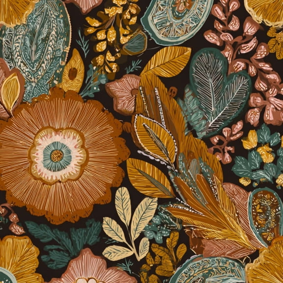 Peel and Stick Wallpaper Floral Botanical Warm Earth Tones Hand Drawn Leaves Wall Mural 23.6in x 9.8ft Self Adhesive Removable Wall Paper Renter Friendly Wallpaper for Nursery Bedroom Cabinets