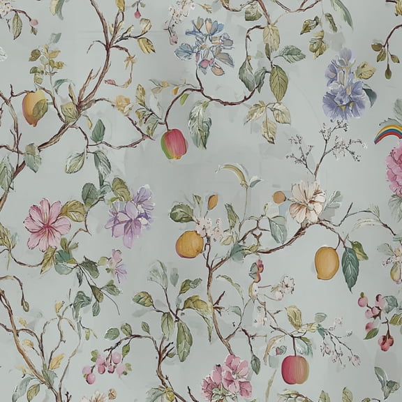 Peel and Stick Wallpaper Floral Branches Fruit Rainbow Spring Decor Watercolor Wall Mural 17.7in x 9.8ft Self Adhesive Removable Wall Paper Renter Friendly Wallpaper for Nursery Bedroom Cabinets