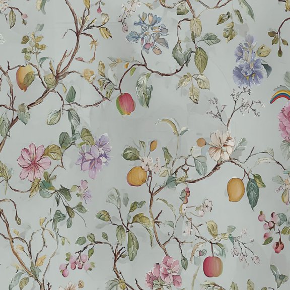 Peel and Stick Wallpaper Floral Branches Fruit Rainbow Spring Decor Watercolor Wall Mural 23.6in x 9.8ft Self Adhesive Removable Wall Paper Renter Friendly Wallpaper for Nursery Bedroom Cabinets