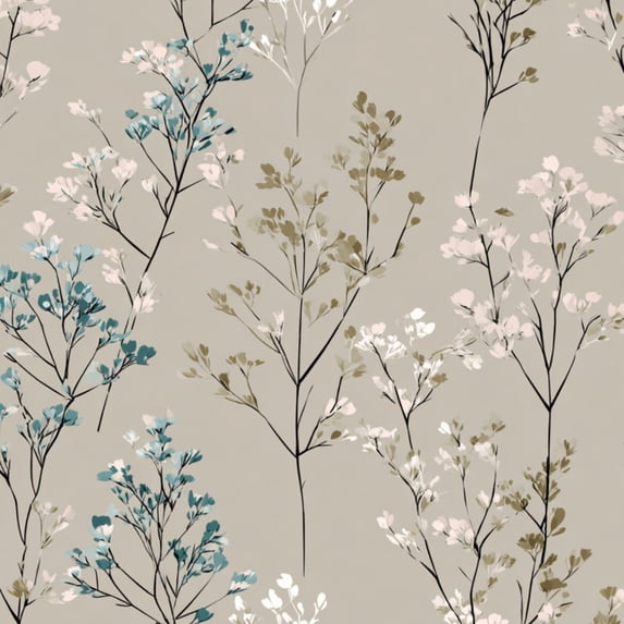 Peel and Stick Wallpaper Floral Branches Soft Blue Green Tones Neutral Wall Mural 23.6in x 9.8ft Self Adhesive Removable Wall Paper Renter Friendly Wallpaper for Bedroom Kitchen Bathroom