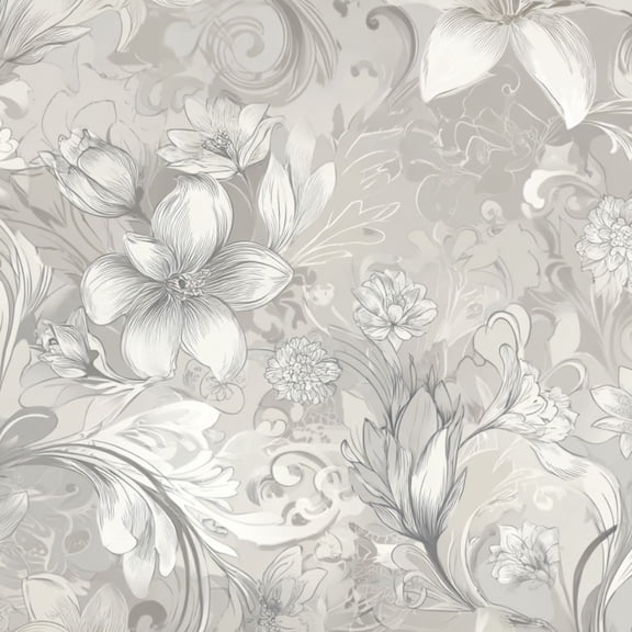 Peel and Stick Wallpaper Floral Elegant White Flowers Gray Botanical Wall Mural 23.6in x 9.8ft Self Adhesive Removable Wall Paper Renter Friendly Wallpaper for Girls Women Bedroom Livingroom