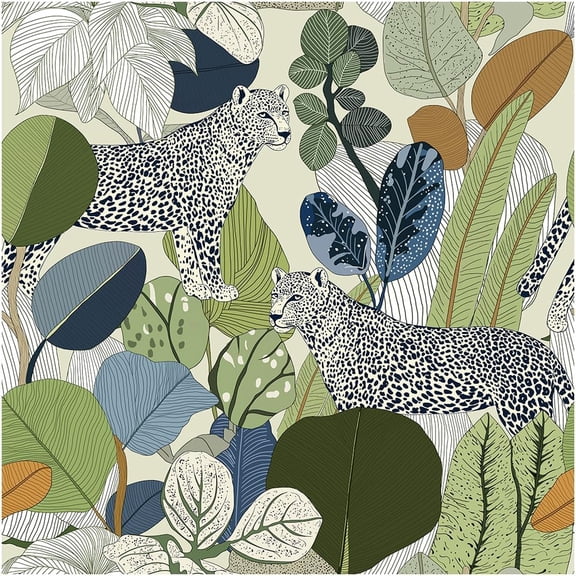 Peel and Stick Wallpaper Floral Leopard Renter Friendly Wallpaper | Renter Friendly, Removable, Textured, Stick On, Waterproof, Jungle Animal Wallpaper, Contact Paper for Bedroom,17.5 x 118 in