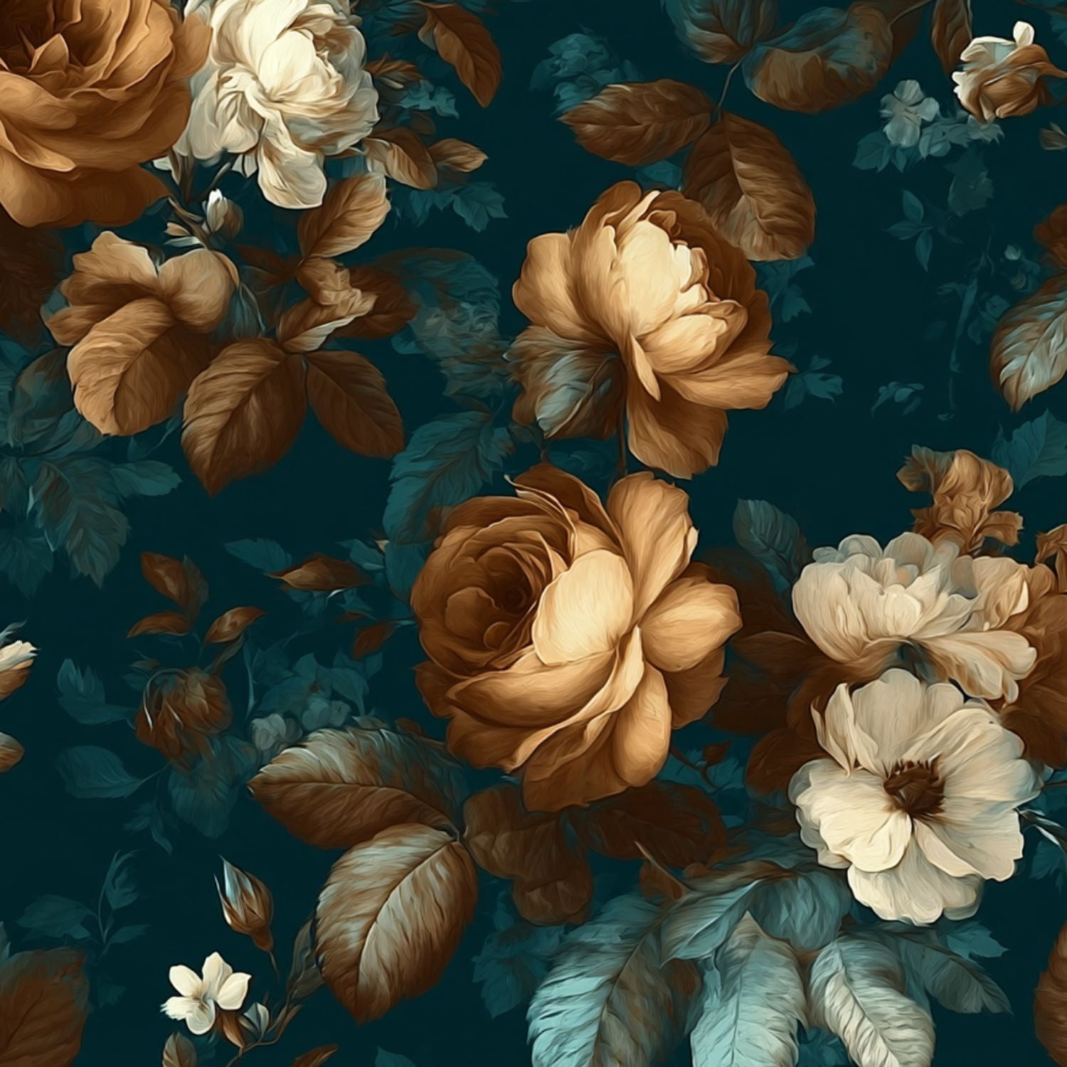 Peel and Stick Wallpaper Floral Rose Vintage Botanical Flowers Dark Teal Wall Mural 23.6in x 9.8ft Self Adhesive Removable Wall Paper Renter Friendly Wallpaper for Nursery Bedroom Cabinets