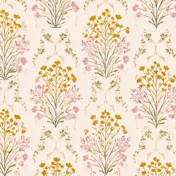 Peel and Stick Wallpaper Floral Soft Pink Yellow Green Flowers Vintage Wall Mural 17.7in x 9.8ft Self Adhesive Removable Wall Paper Renter Friendly Wallpaper for Bedroom Studio Lake House