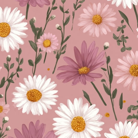 Contct Paper Peel and Stick Wallpaper White Daisy Pink Berry Floral Botanical ...