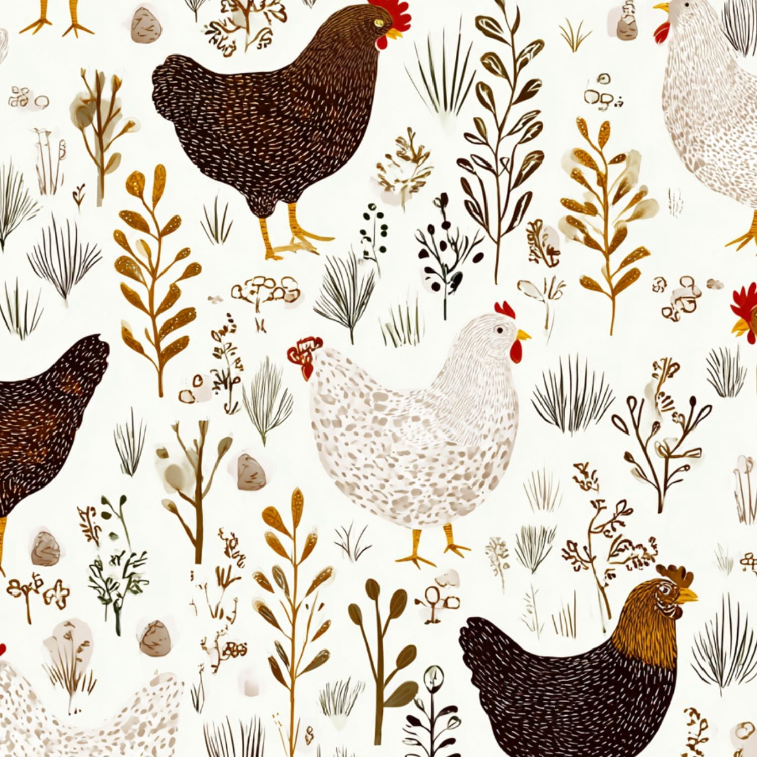 Peel and Stick Wallpaper Floral cute cartoon chicken white Wall Mural 23.6in x 9.8ft Self Adhesive Removable Wall Paper Renter Friendly Wallpaper for Bedroom Nursery