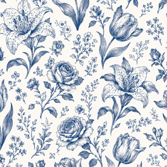 Peel and Stick Wallpaper Floral seamless Flowering Garden summer spring flowers Blue 24in x 118in Contact Paper Removable Self Adhesive Wall Mural Wall Decor for Bedroom Kitchen Cabinets