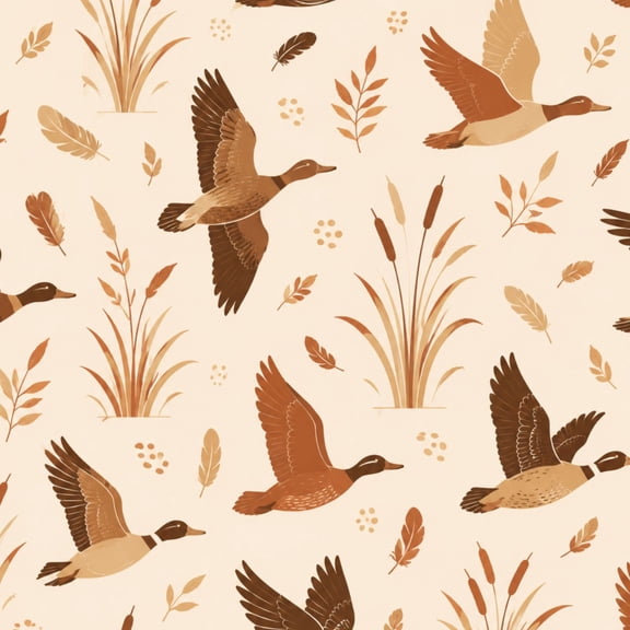 Peel and Stick Wallpaper Flying Duck Silhouettes Rustic Brown Reeds Wall Mural 17.7in x 9.8ft Self Adhesive Removable Wall Paper Renter Friendly Wallpaper for Nursery Bedroom Cabinets