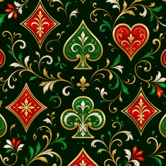 Peel and Stick Wallpaper Four Aces Design Elegant Green Floral Swirls Playing Wall Mural 17.7in x 9.8ft Self Adhesive Removable Wall Paper Renter Friendly Wallpaper for Nursery Bedroom Cabinets