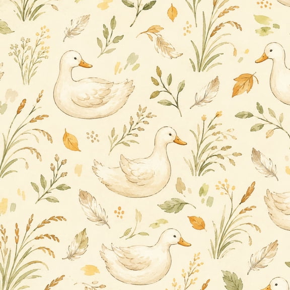 Peel and Stick Wallpaper Gentle Ducks Walking Peaceful Meadow Soft Watercolor Wall Mural 17.7in x 9.8ft Self Adhesive Removable Wall Paper Renter Friendly Wallpaper for Nursery Bedroom Cabinets