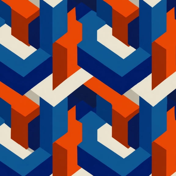 Peel and Stick Wallpaper Geometric Isometric Bold Blue Orange White Shapes Abstract Design 17.7in x 118in Contact Paper Removable Self Adhesive Wall Mural Wall Decor for Bedroom Kitchen Cabinets