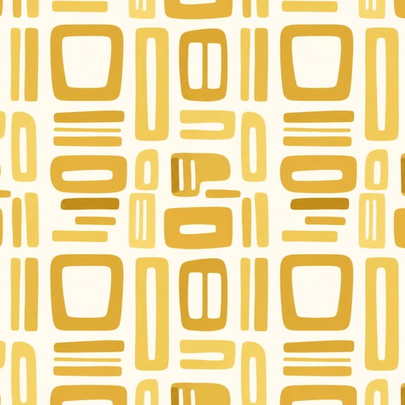 Peel and Stick Wallpaper Geometric Mid Century Modern Gold Abstract Rounded Rectangles Cream 17.7in x 118in Contact Paper Removable Self Adhesive Wall Mural Wall Decor for Bedroom Kitchen Cabinets