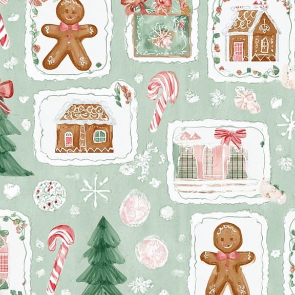 Peel and Stick Wallpaper Gingerbread Houses Candy Canes Christmas Trees Gifts Wall Mural 23.6in x 9.8ft Self Adhesive Removable Wall Paper Renter Friendly Wallpaper for Nursery Bedroom Cabinets