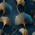 thumbnail image 1 of Peel and Stick Wallpaper Ginkgo Leaf Vine Metallic Gold Midnight Blue Wall Mural 17.7in x 9.8ft Self Adhesive Removable Wall Paper Renter Friendly Wallpaper for Nursery Bedroom Cabinets, 1 of 8