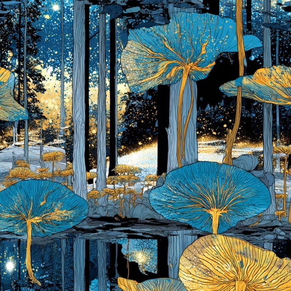 Peel and Stick Wallpaper Glowing Mushroom Forest Fantasy Mysterious Atmosphere Wall Mural 23.6in x 9.8ft Self Adhesive Removable Wall Paper Renter Friendly Wallpaper for Nursery Bedroom