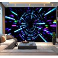 thumbnail image 1 of Peel and Stick Wallpaper Glowing neon lines tunnel Blue red pink violet colorful lighting Modern Art Wall Mural Decor Self Adhesive and Removable 100in x 144in, 1 of 8