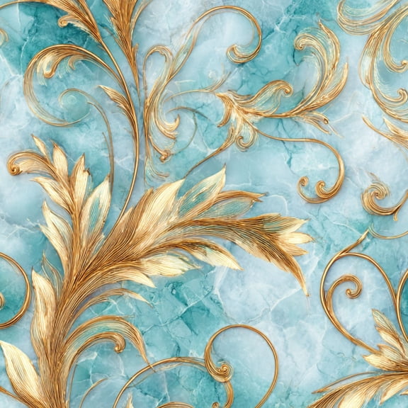 Peel and Stick Wallpaper Golden Floral Swirls Marble Wall Mural 17.7in x 9.8ft Self Adhesive Removable Wall Paper Renter Friendly Wallpaper for Bedroom