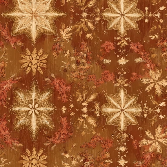 Peel and Stick Wallpaper Golden Rust Autumn Snowflake Brown Wall Mural 17.7in x 9.8ft Self Adhesive Removable Wall Paper Renter Friendly Wallpaper for Bedroom Nursery Living Room