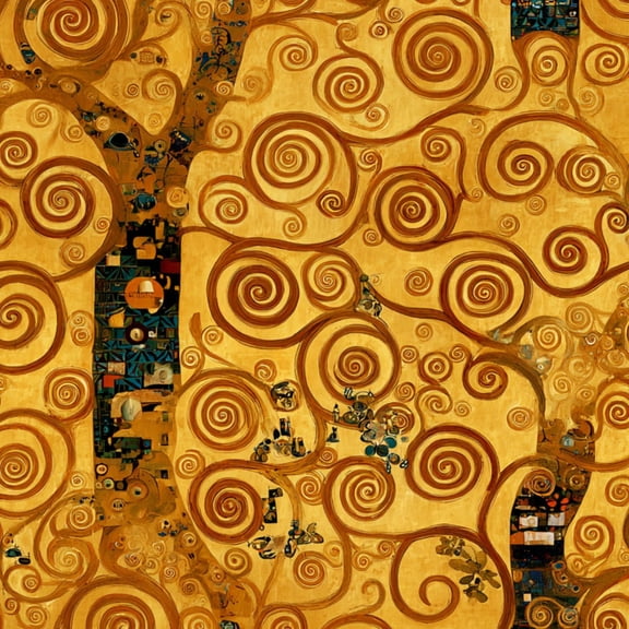 Peel and Stick Wallpaper Golden Spiral Abstract Tree Swirls Mosaic Wall Mural 17.7in x 9.8ft Self Adhesive Removable Wall Paper Renter Friendly Wallpaper for Bedroom Nursery Living Room