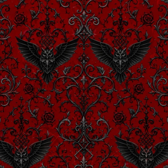 Peel and Stick Wallpaper Gothic Black Metal Bat Intricate Floral Vine Patterns Wall Mural 17.7in x 9.8ft Self Adhesive Removable Wall Paper Renter Friendly Wallpaper for Nursery Bedroom Cabinets