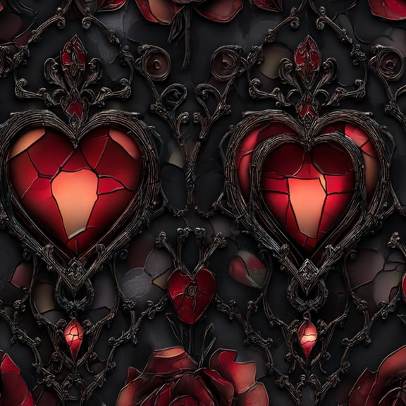 Peel and Stick Wallpaper Gothic Heart Rose Cracked Red Glass Design Wall Mural 23.6in x 9.8ft Self Adhesive Removable Wall Paper Renter Friendly Wallpaper for Bedroom