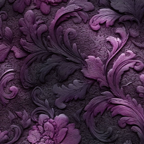 Peel and Stick Wallpaper Gothic Royal Damask Art Dark Purple Black Shadows Wall Mural 17.7in x 9.8ft Vinyl Self Adhesive Wall Paper Design for Walls Bathroom Bedroom Home Decor