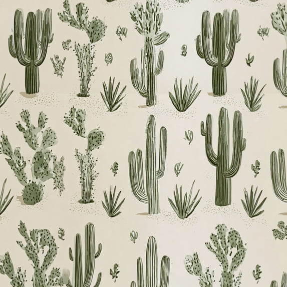 Peel and Stick Wallpaper Green Cactus Desert Botanical Seamless Saguaro Prickly Wall Mural 23.6in x 9.8ft Self Adhesive Removable Wall Paper Renter Friendly Wallpaper for Nursery Bedroom Cabinets