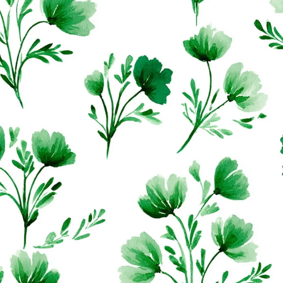 Peel and Stick Wallpaper Green Watercolor Floral Delicate Leaves Blooms Wall Mural 23.6in x 9.8ft Self Adhesive Removable Wall Paper Renter Friendly Wallpaper for Bedroom Kitchen Bathroom