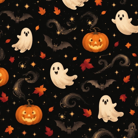 Peel and Stick Wallpaper Halloween Ghosts Leaves Black Pumpkins BatsSeamless Ghosts Bats 17.7"x118" Contact Paper Removable Self Adhesive Waterproof Wall Decor for Bedroom Kitchen Cabinets