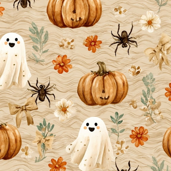 Peel and Stick Wallpaper Halloween Ghosts Pumpkins 17.7"x118" Contact Paper Floral Beige bow Removable Self Adhesive Waterproof Wall Decor for Bedroom Kitchen Cabinets