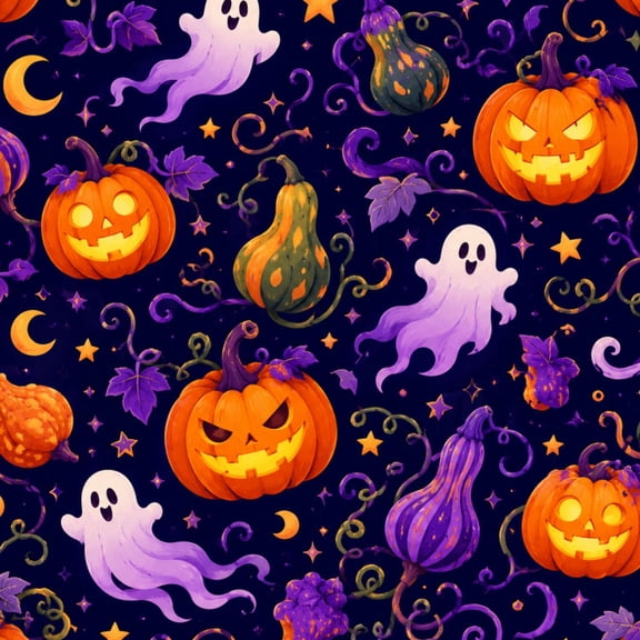 Peel and Stick Wallpaper Halloween Pumpkins Ghosts Autumn Gourds Dark 17.7in x 118in Contact Paper Removable Self Adhesive Wall Mural Wall Decor for Bedroom Kitchen Cabinets