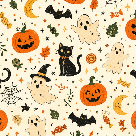 Peel and Stick Wallpaper Halloween pumpkins ghosts black cat bats autumn Vinyl Self Adhesive Contact Paper Removable Wall Paper for Bedroom 17.7" x118" Renter Friendly Wall Stickers