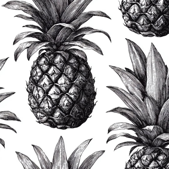 Peel and Stick Wallpaper Hand Drawn Black White Pineapple 17.7in x 118in Contact Paper Removable Self Adhesive Wall Mural Wall Decor for Bedroom Kitchen Cabinets