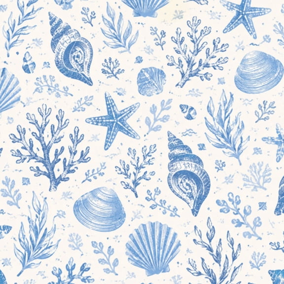 Peel and Stick Wallpaper Hand Drawn Sea Shells Fossils Starfish Corals Seaweeds Waves Abstract 17.7in x 118in Contact Paper Removable Self Adhesive Wall Mural Wall Decor for Bedroom Kitchen Cabinets