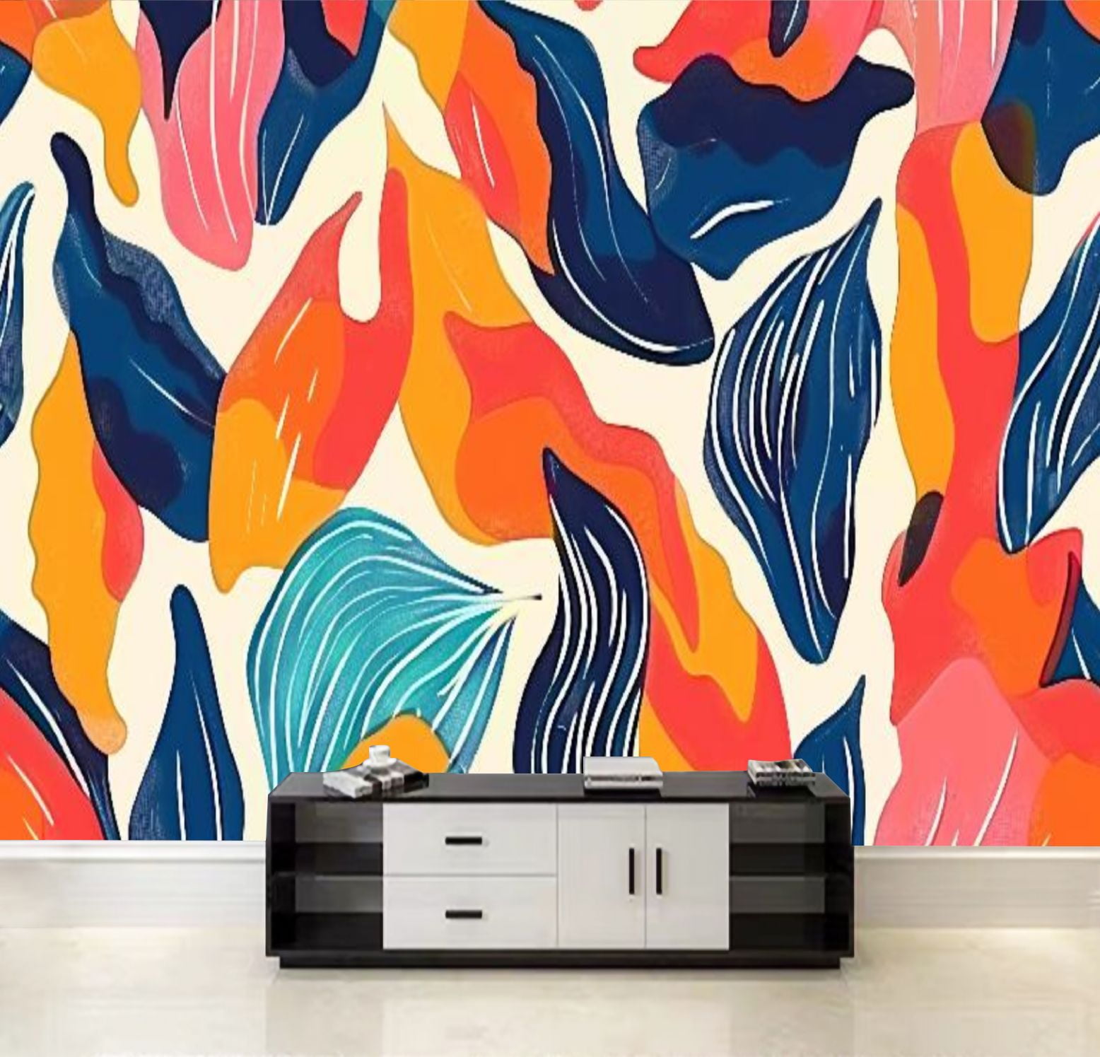 Abstract Peeling Sticker Peel and Stick Wallpaper Hand drawn colorful abstract pattern Creative ...