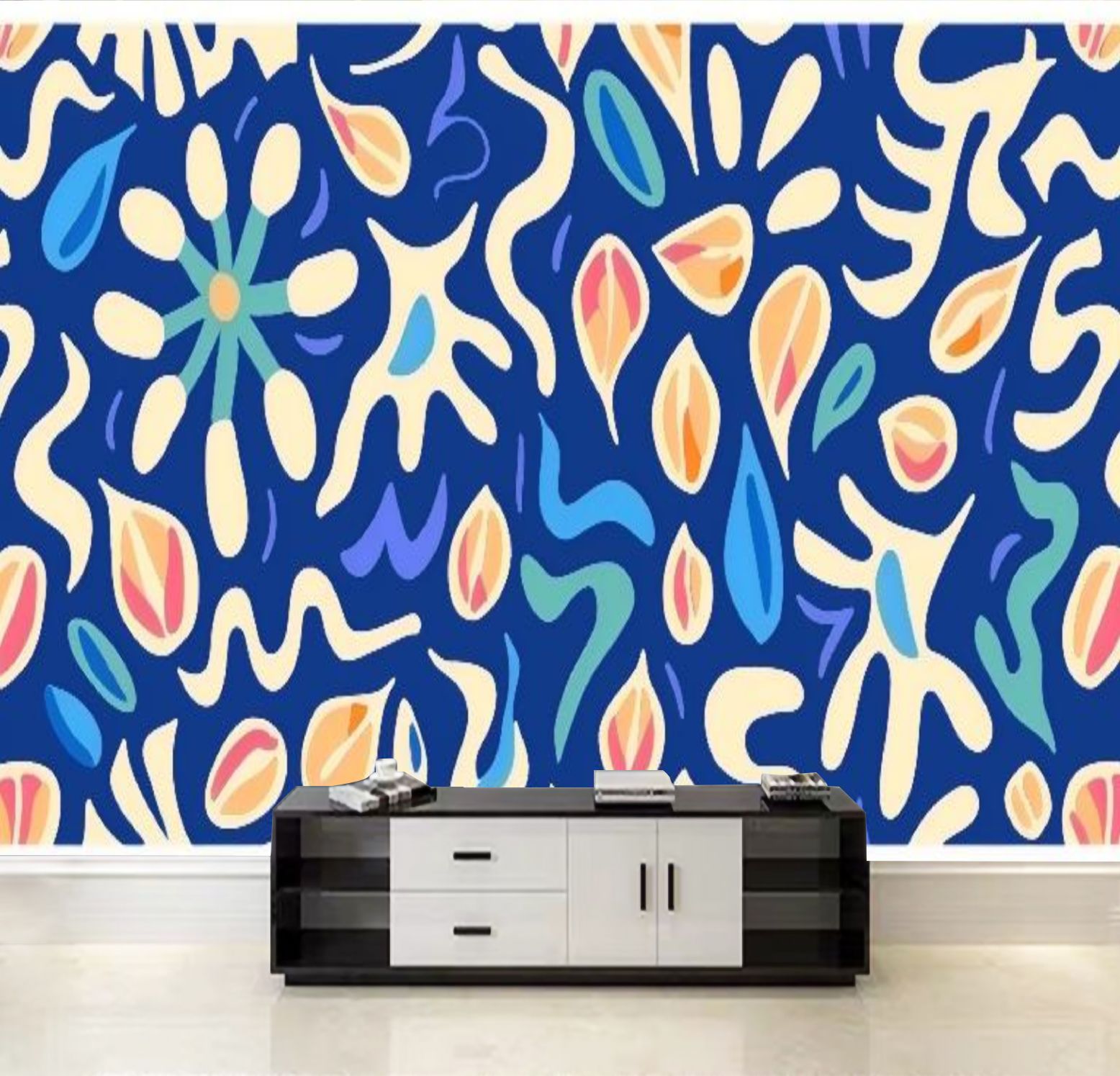 Peel and Stick Wallpaper Hand drawn trendy modern seamless pattern ...