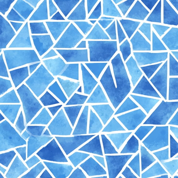 Peel and Stick Wallpaper Hand painted mosaic triangles blue Seamless 17.7in x 118in Contact Paper Removable Self Adhesive Wall Mural Wall Decor for Bedroom Kitchen Cabinets