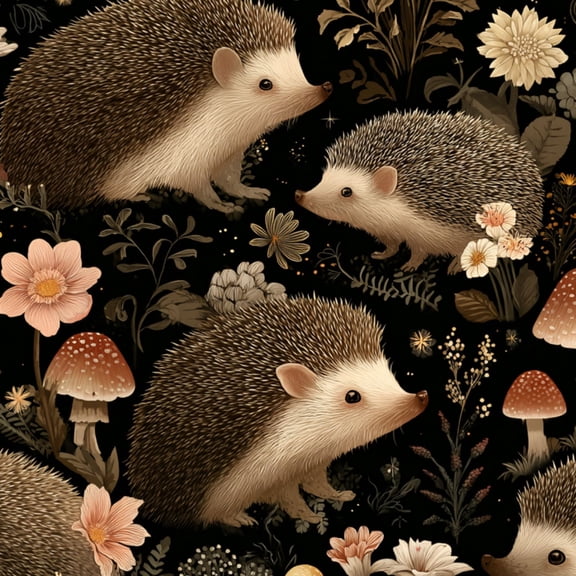 Peel and Stick Wallpaper Hedgehogs Wildflowers Dark Mushrooms Botanical Elements Wall Mural 17.7in x 9.8ft Self Adhesive Removable Wall Paper Renter Friendly Wallpaper for Teen Bedroom Livingroom