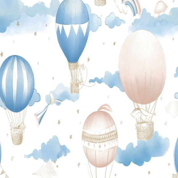 Peel and Stick Wallpaper Hot Air Balloons Seamless baby room Wall Mural 23.6in x 9.8ft Self Adhesive Removable Wall Paper Renter Friendly Wallpaper for Nursery Bedroom Cabinets