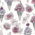 thumbnail image 1 of Peel and Stick Wallpaper Ice Cream Floral Pastel Cherries purple vintage Wall Mural 17.7in x 9.8ft Self Adhesive Removable Wall Paper Renter Friendly Wallpaper for Kids Bedroom Kitchen Nursery, 1 of 8