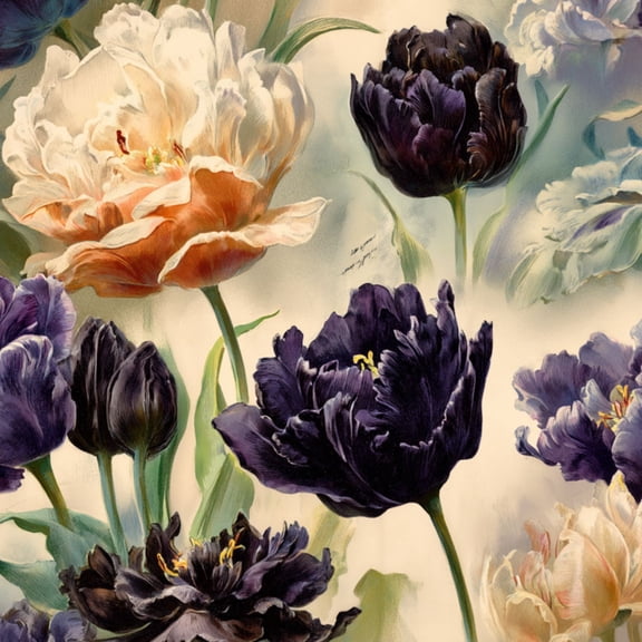 Peel and Stick Wallpaper Intricate Tulip Showing Bloom Stages Wall Mural 17.7in x 9.8ft Self Adhesive Removable Renter Friendly Wall Paper Decor for Walls Cabinets Home