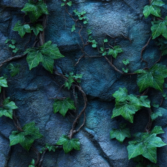 Peel and Stick Wallpaper Ivy Vines Rustic Vintage Blue Stone Wall Vibrant Forest Nature Wall Mural 17.7in x 9.8ft Self Adhesive Removable Wall Paper for Nursery Bedroom Cabinets