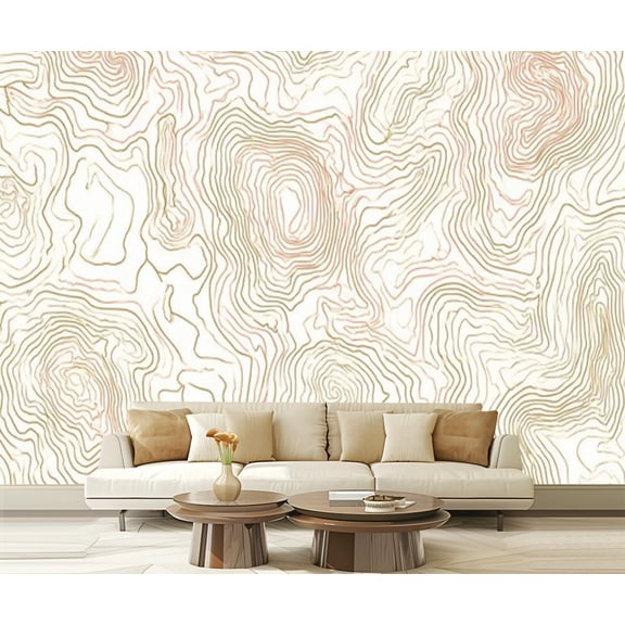 Peel and Stick Wallpaper Landscape Geodesy Topographical Map Line Mountain Texture Modern Art Wall Mural Decor Self Adhesive and Removable 69in x 98in